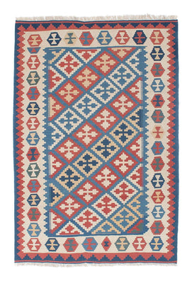 Kelim Carpet - orientalisk matta - 180 x 118 cm - blå