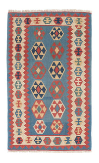 Kelim Carpet - orientalisk matta - 179 x 108 cm - blå