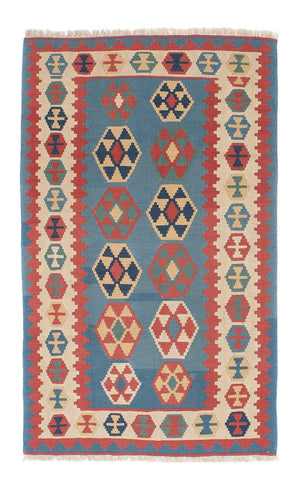 Kelim Carpet - orientalisk matta - 179 x 108 cm - blå