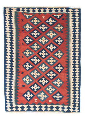 Kelim Carpet - orientalisk matta - 150 x 106 cm - mörkröd