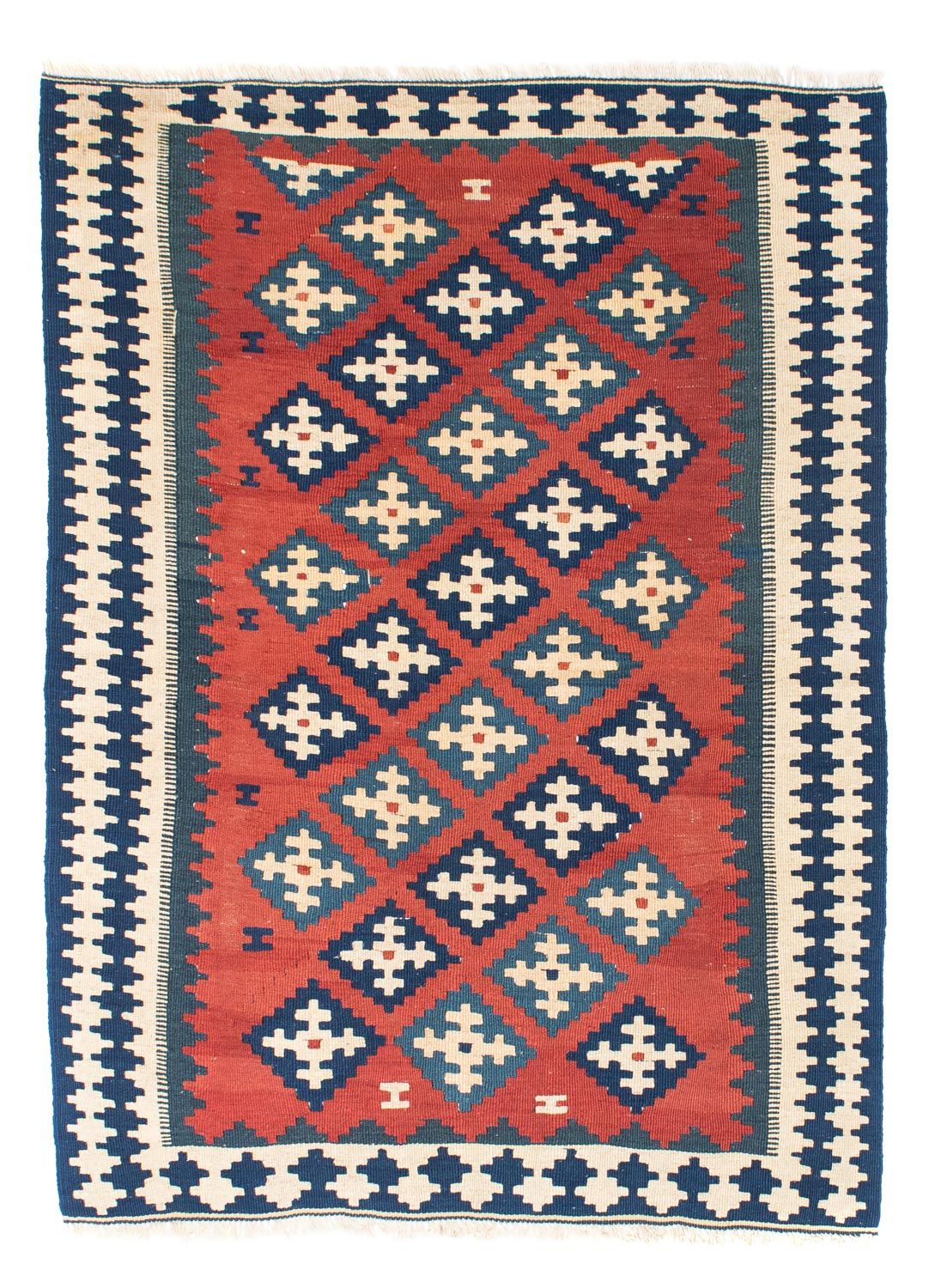Kelim Carpet - orientalisk matta - 150 x 106 cm - mörkröd