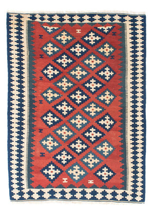 Kelim Carpet - orientalisk matta - 150 x 106 cm - mörkröd
