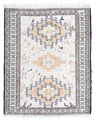 Kelim Carpet - orientalisk matta - 95 x 71 cm - beige