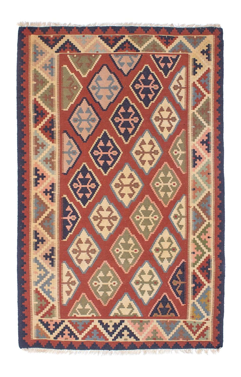 Kelim Carpet - orientalisk matta - 188 x 118 cm - mörkröd