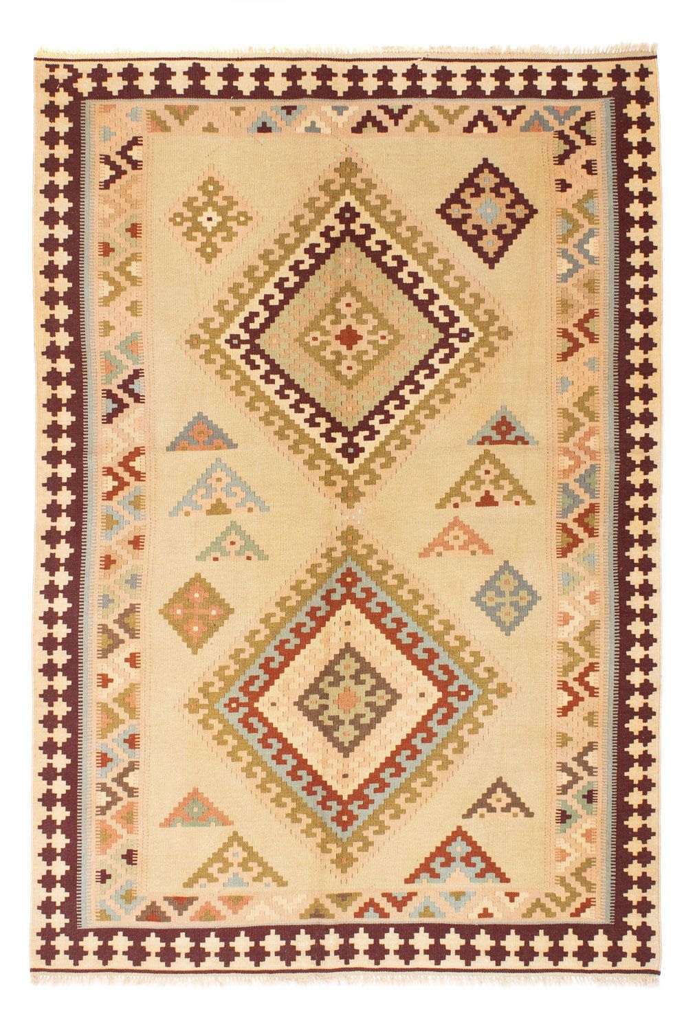 Kelim Carpet - orientalisk matta - 216 x 150 cm - ljusbeige