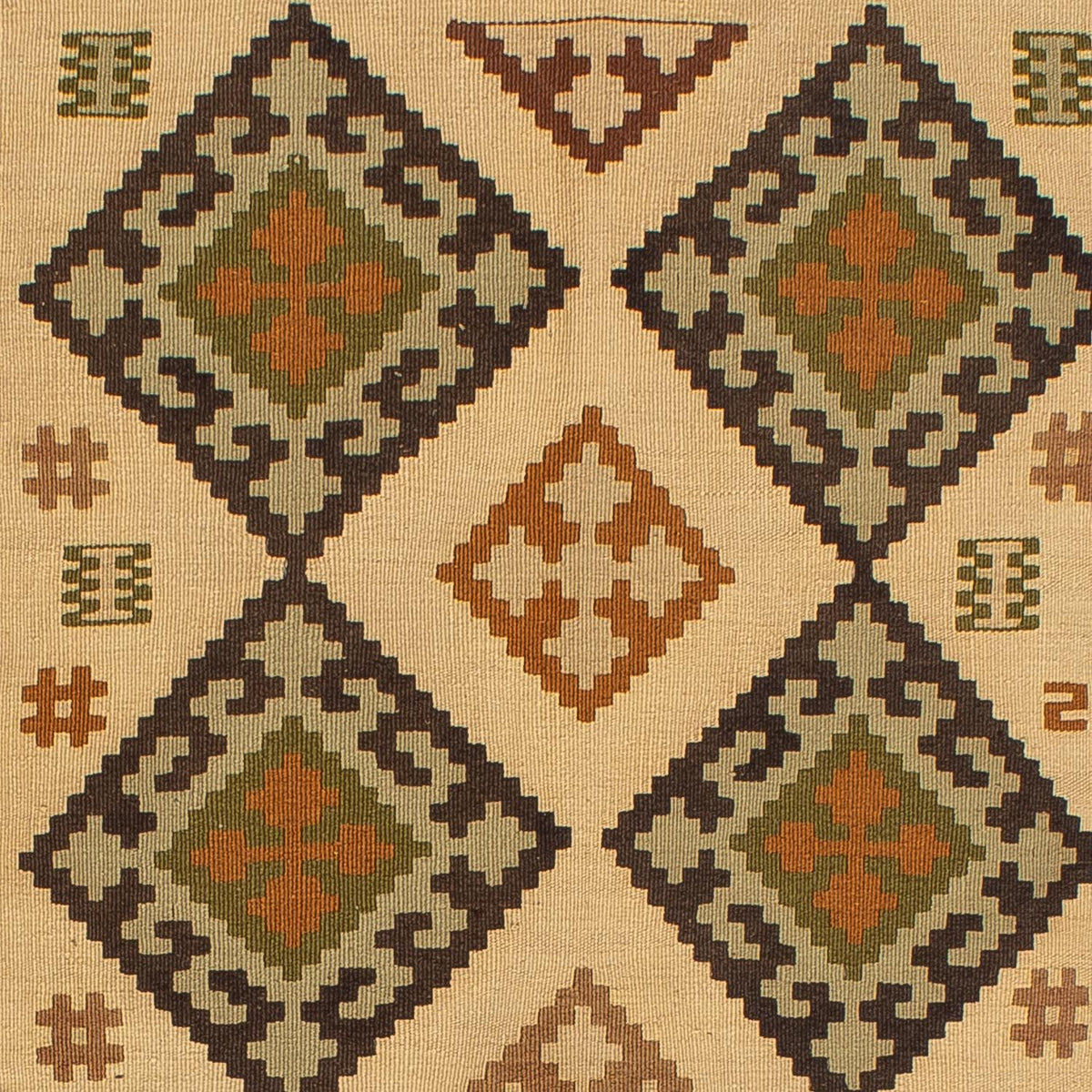 Kelim Carpet - orientalisk matta - 198 x 135 cm - ljusbrun