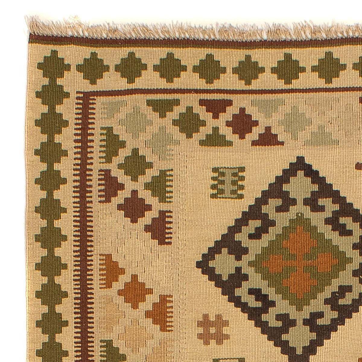 Kelim Carpet - orientalisk matta - 198 x 135 cm - ljusbrun