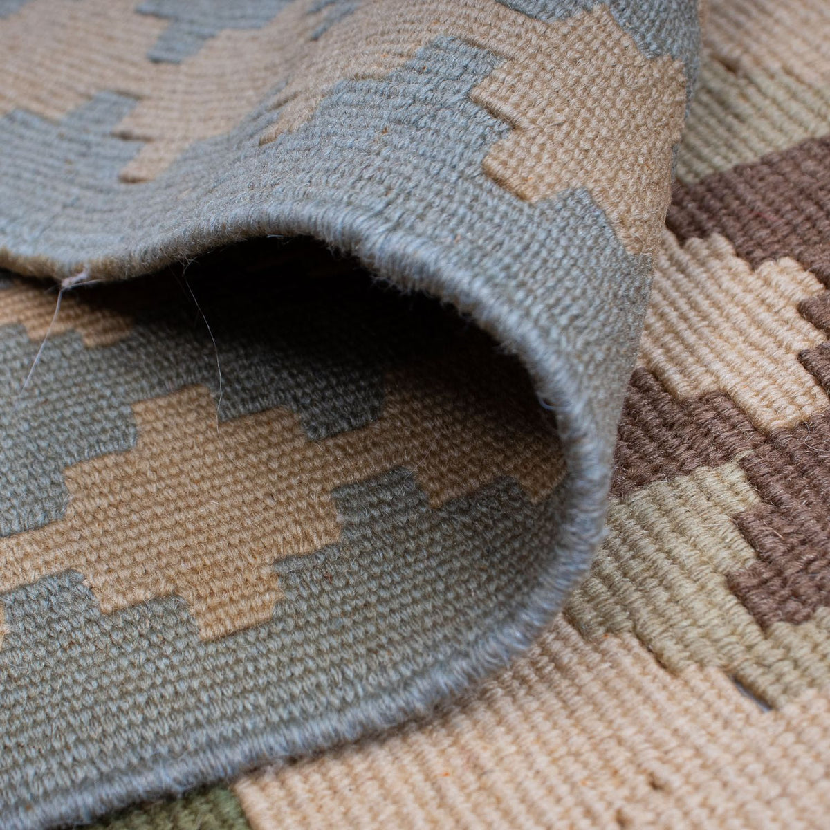 Kelim Carpet - orientalisk matta - 187 x 152 cm - ljusbrun