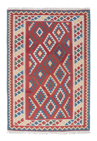 Kelim Carpet - orientalisk matta - 186 x 125 cm - mörkröd
