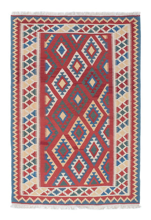 Kelim Carpet - orientalisk matta - 186 x 125 cm - mörkröd