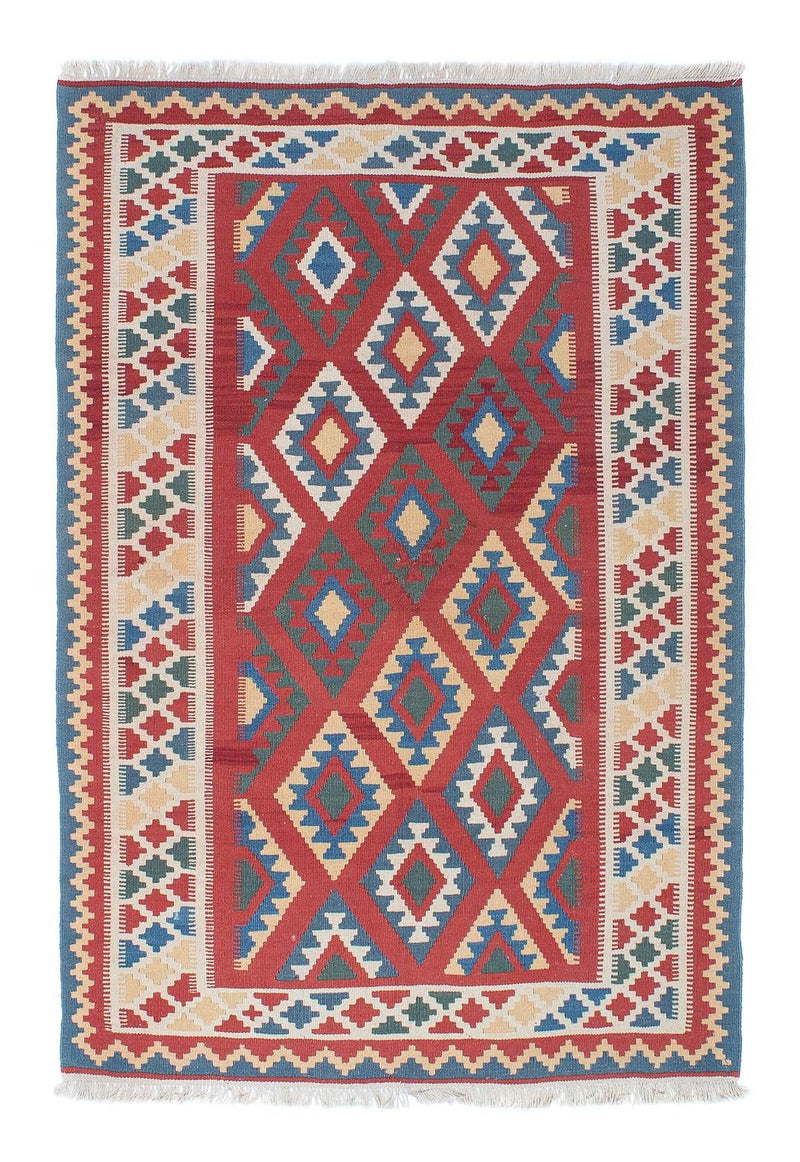 Kelim Carpet - orientalisk matta - 186 x 125 cm - mörkröd
