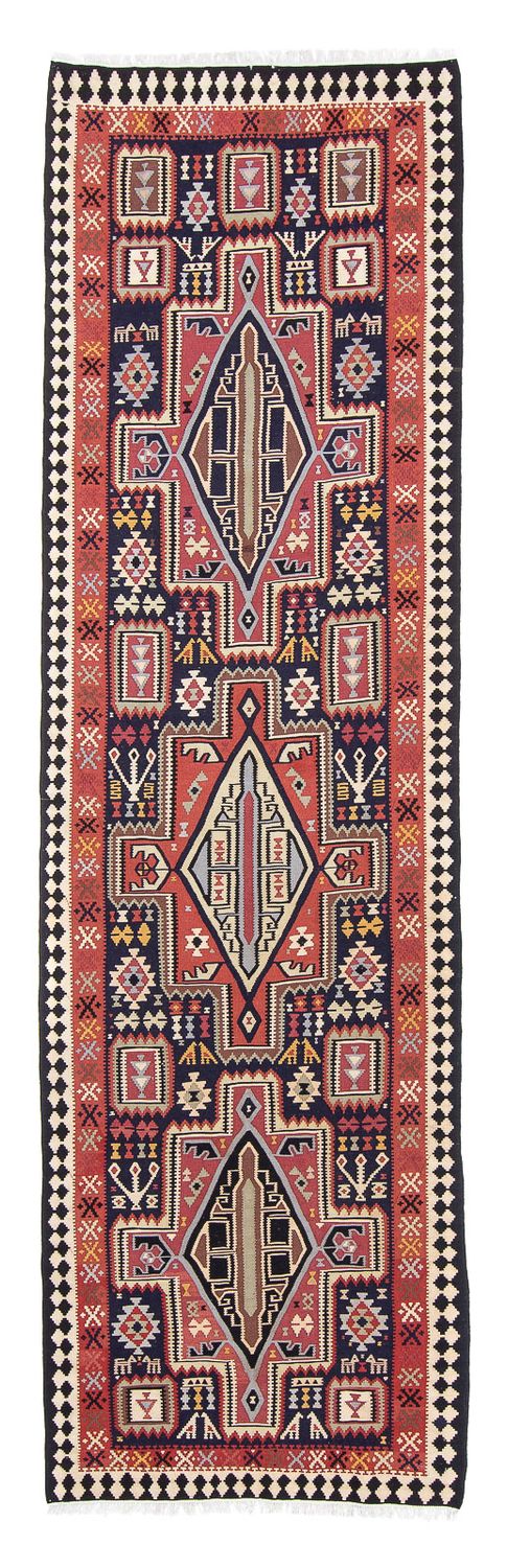Runner Kelim Carpet - orientalisk matta - 382 x 102 cm - flerfärgad