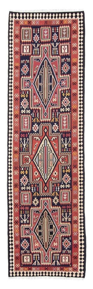 Runner Kelim Carpet - orientalisk matta - 382 x 102 cm - flerfärgad