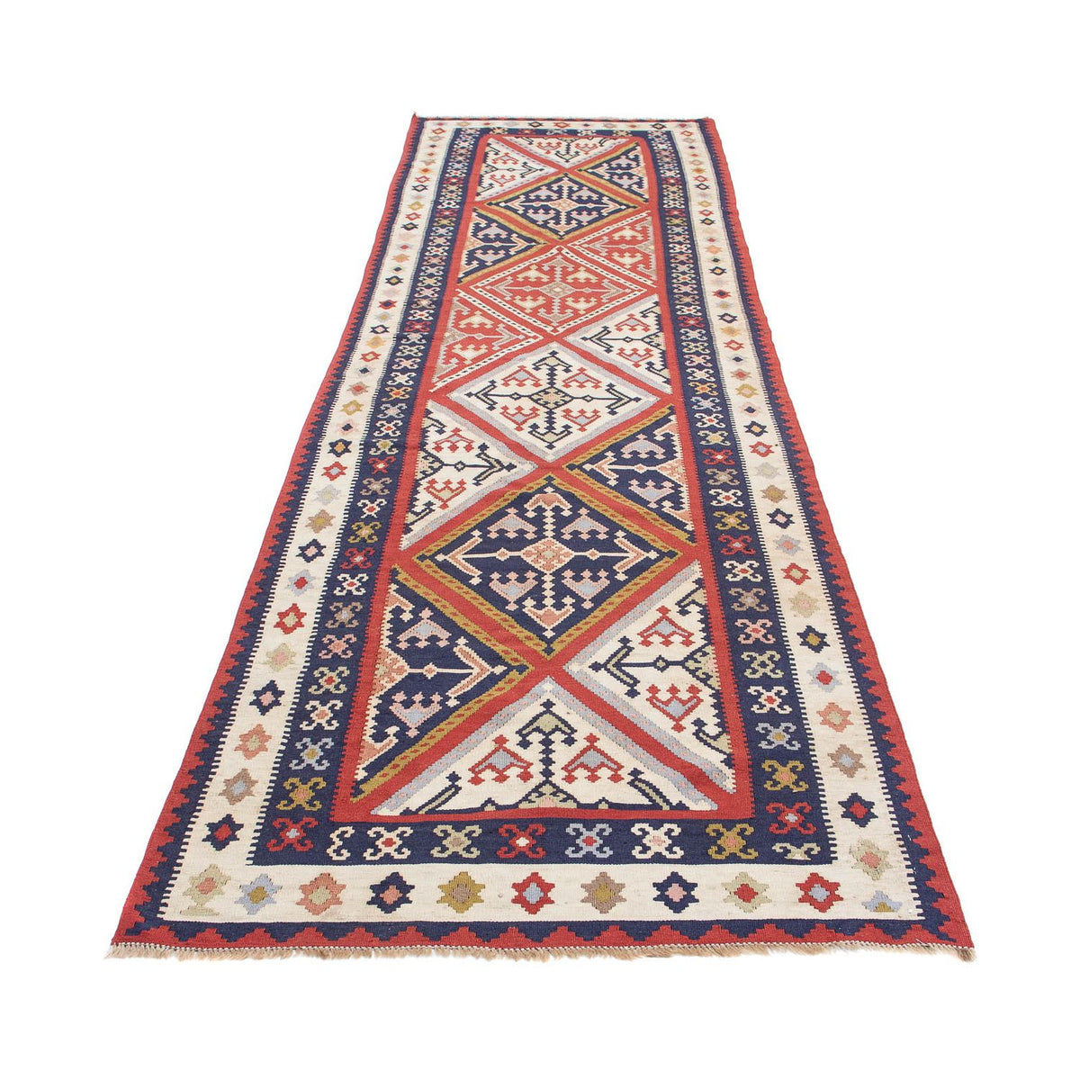 Runner Kelim Carpet - orientalisk matta - 384 x 100 cm - flerfärgad