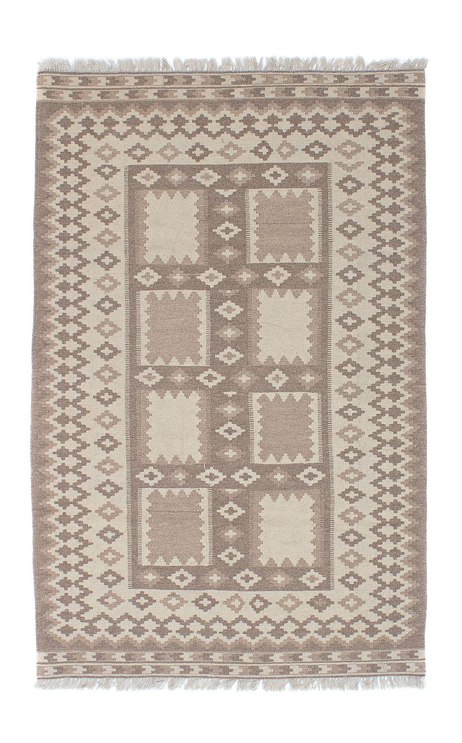 Kelim Carpet - orientalisk matta - 190 x 120 cm - ljusgrå