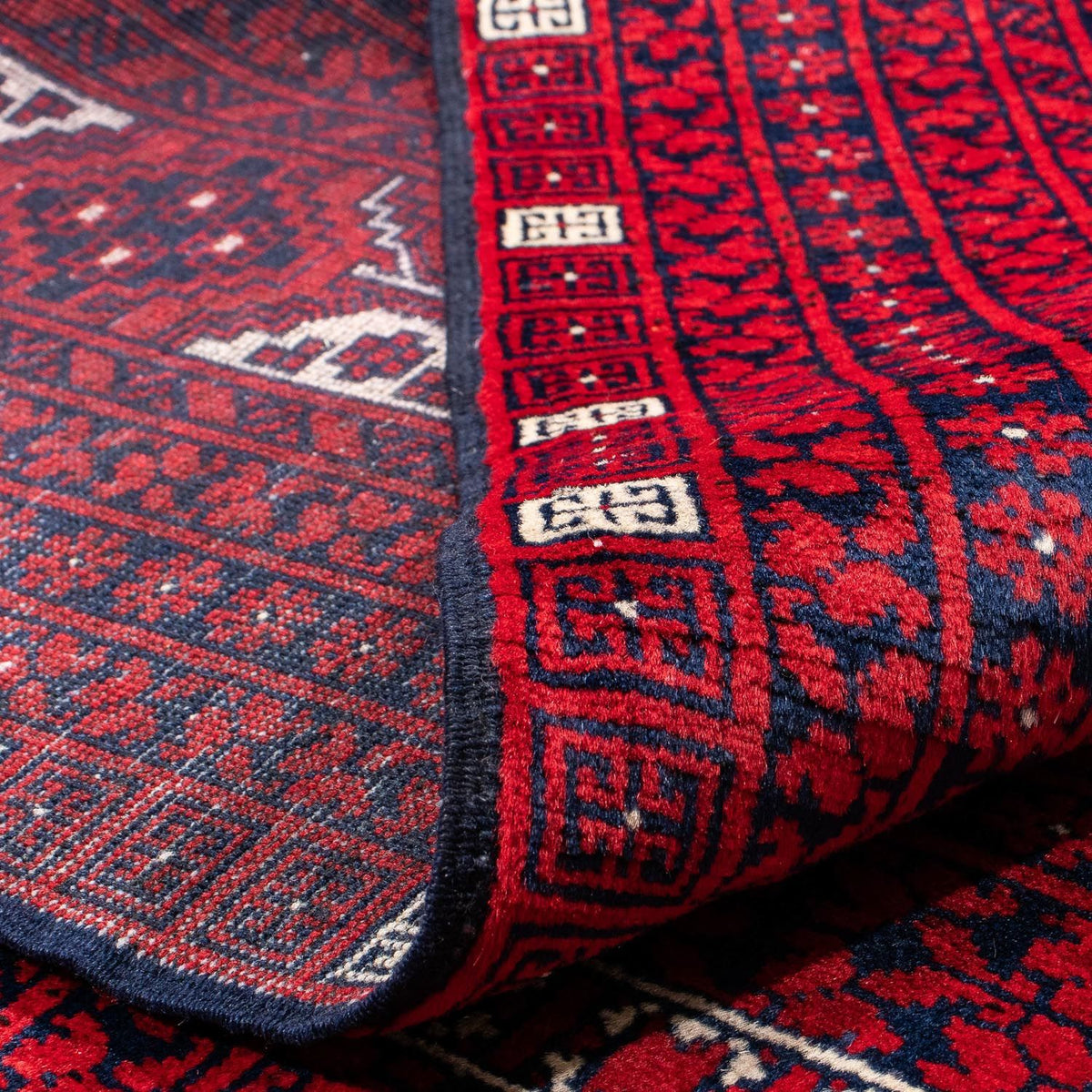 Turkaman-matta - 233 x 157 cm - mörkröd