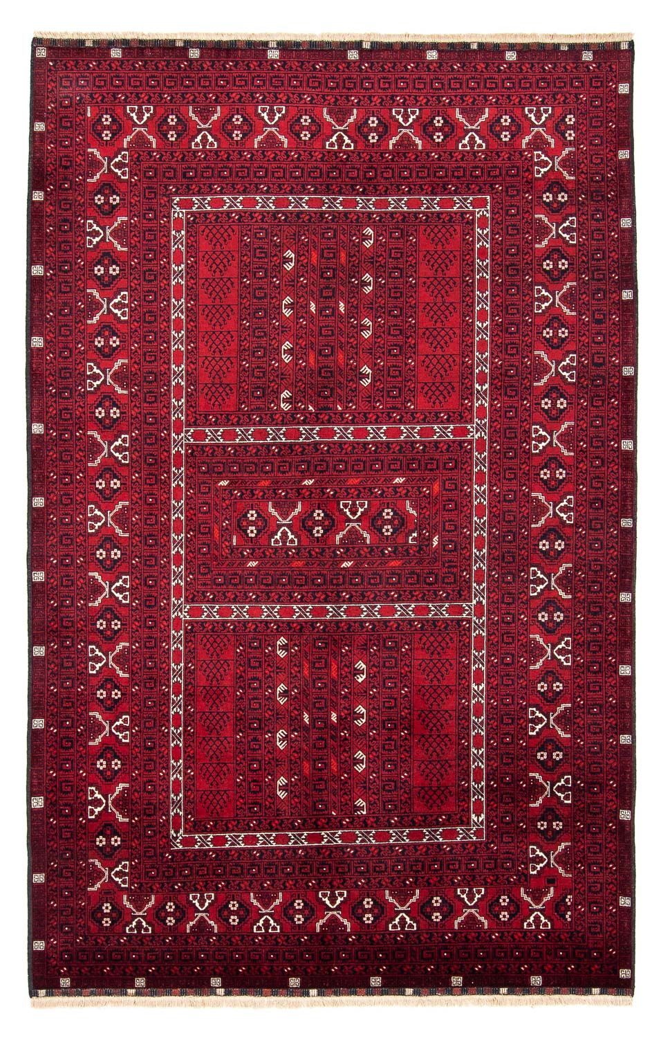 Turkaman-matta - 246 x 157 cm - mörkröd