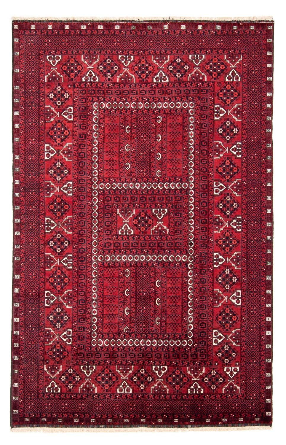 Turkaman-matta - 246 x 159 cm - mörkröd