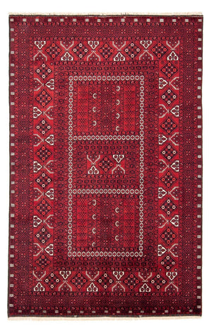Turkaman-matta - 246 x 159 cm - mörkröd