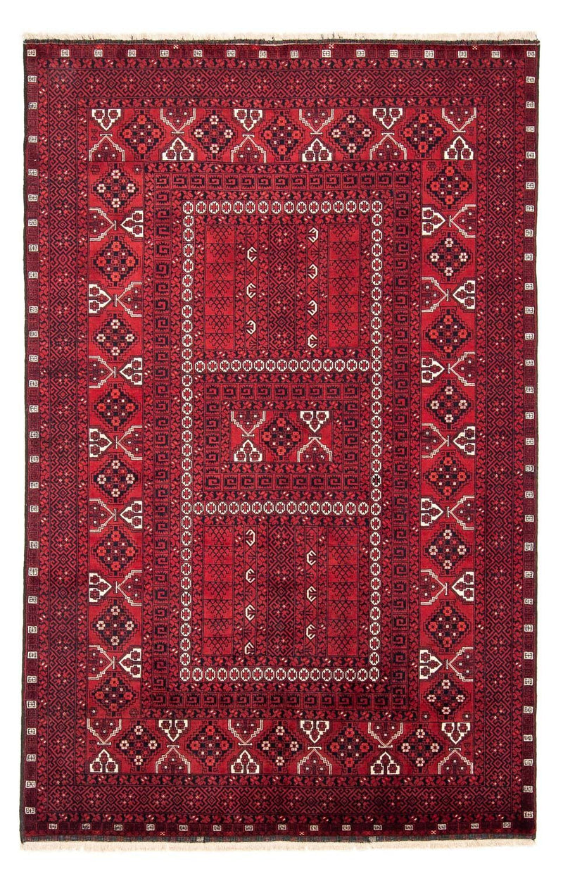 Turkaman-matta - 246 x 159 cm - mörkröd