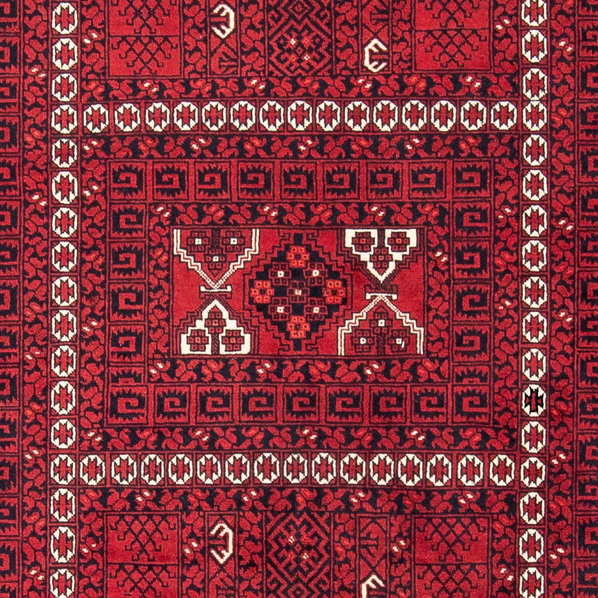 Turkaman-matta - 246 x 159 cm - mörkröd