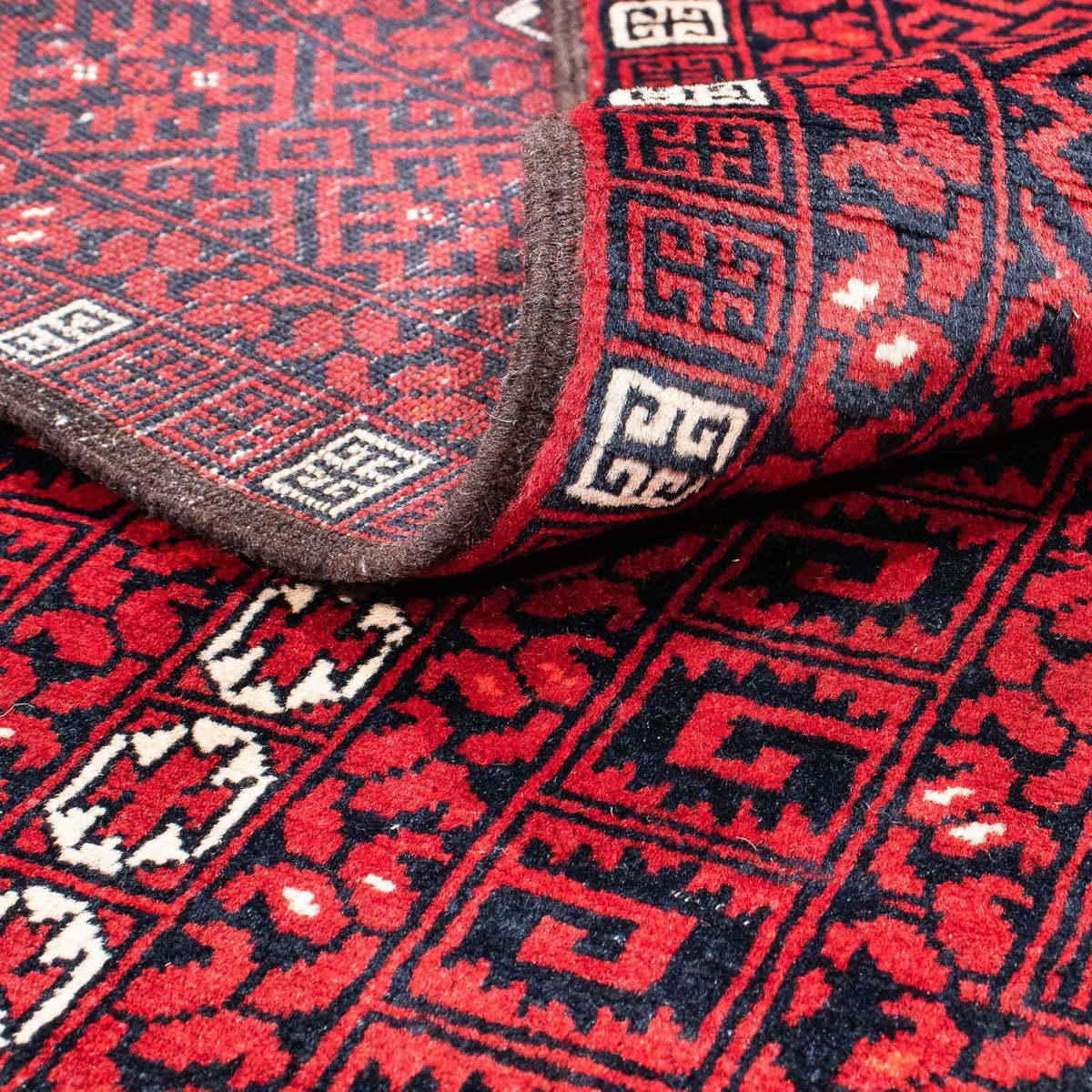 Turkaman-matta - 246 x 159 cm - mörkröd