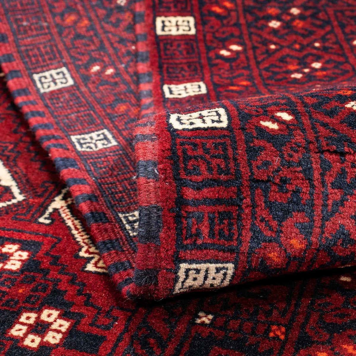 Turkaman-matta - 240 x 160 cm - mörkröd