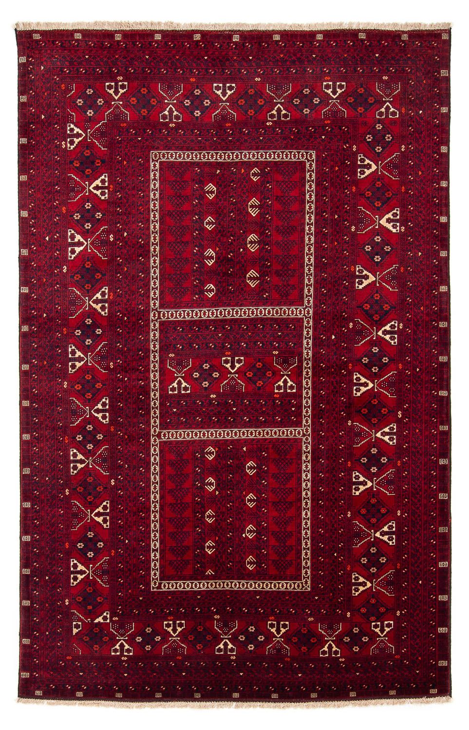 Turkaman-matta - 244 x 158 cm - mörkröd