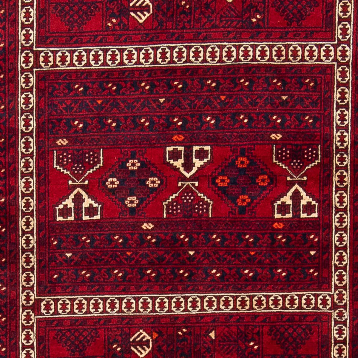 Turkaman-matta - 244 x 158 cm - mörkröd