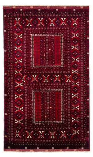 Turkaman-matta - 245 x 156 cm - mörkröd