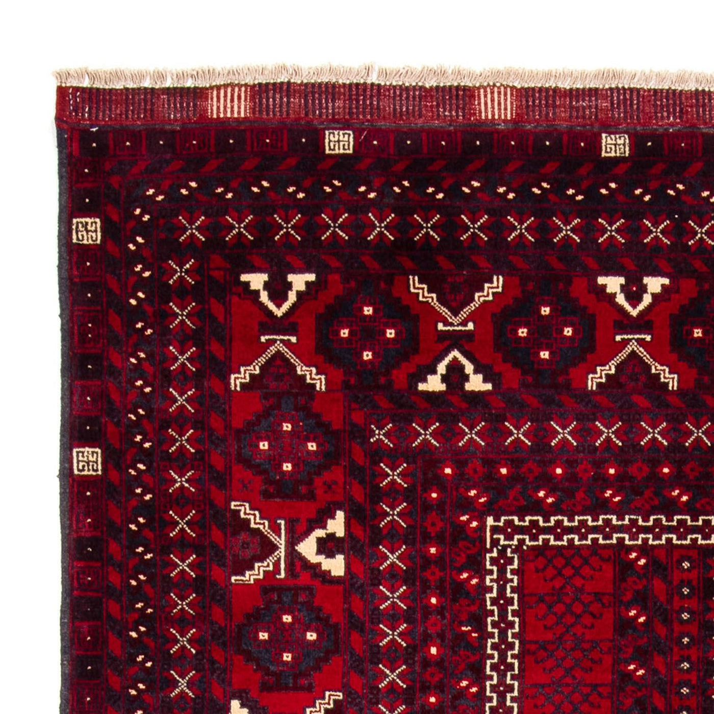 Turkaman-matta - 245 x 156 cm - mörkröd