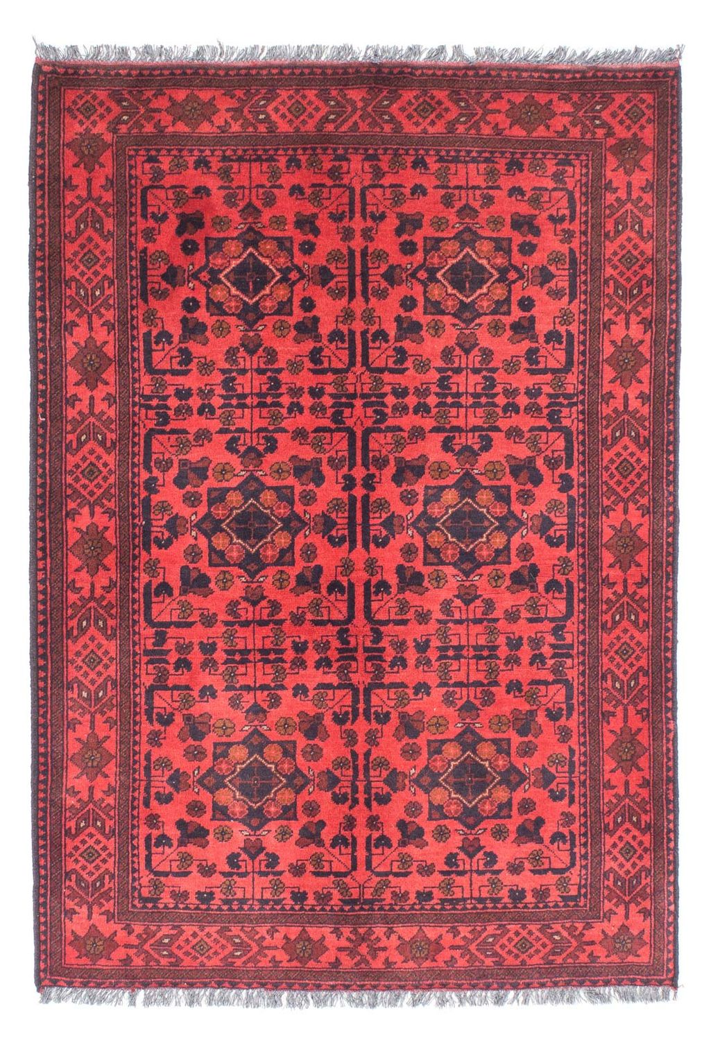 Afghansk matta - Kunduz - 149 x 103 cm - mörkröd