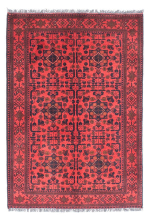 Afghansk matta - Kunduz - 149 x 103 cm - mörkröd