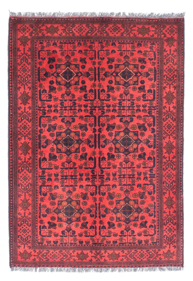 Afghansk matta - Kunduz - 149 x 103 cm - mörkröd