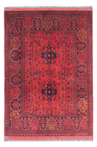 Afghansk matta - Kunduz - 145 x 103 cm - mörkröd