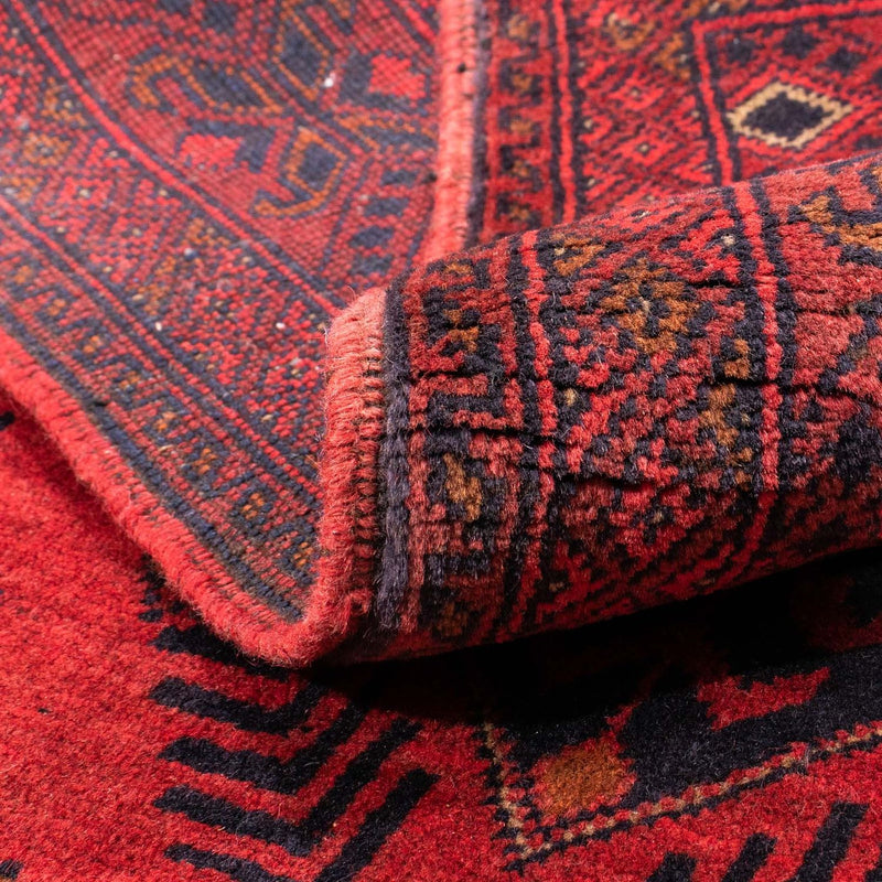 Afghansk matta - Kunduz - 146 x 104 cm - mörkröd