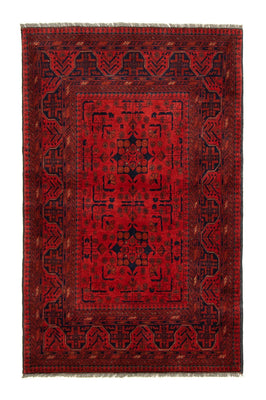 Afghansk matta - Kunduz - 155 x 100 cm - mörkröd