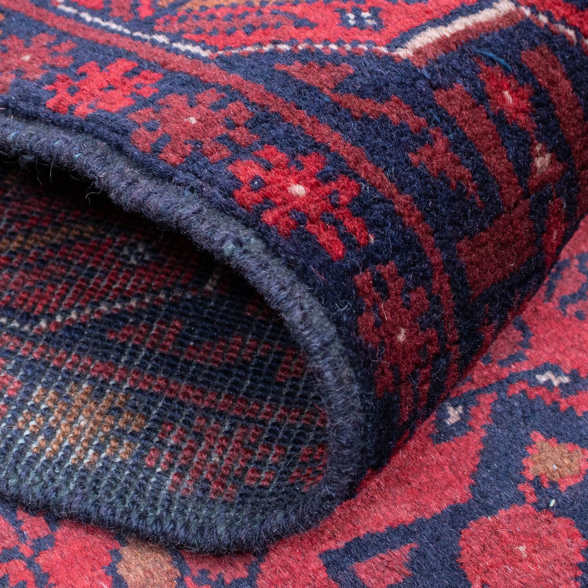 Runner Afghansk matta - Kunduz - 287 x 84 cm - mörkröd