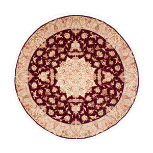 Persisk matta - Tabriz - Royal runt  - 150 x 150 cm - mörkröd