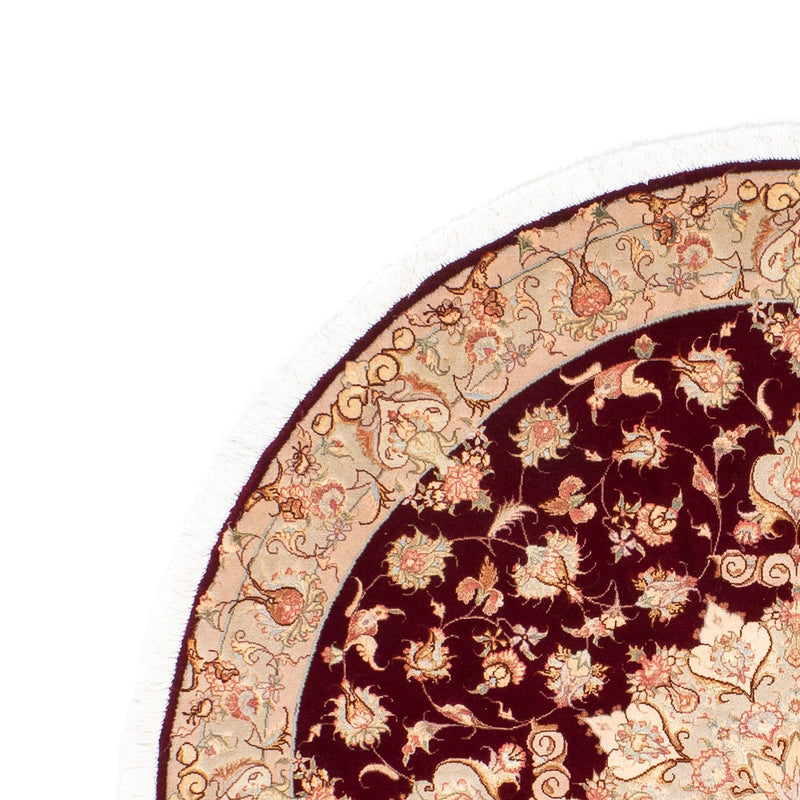 Persisk matta - Tabriz - Royal runt  - 150 x 150 cm - mörkröd