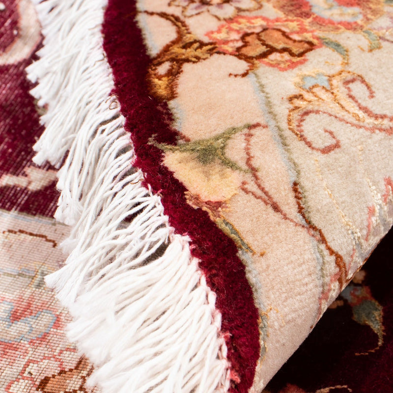 Persisk matta - Tabriz - Royal runt  - 150 x 150 cm - mörkröd