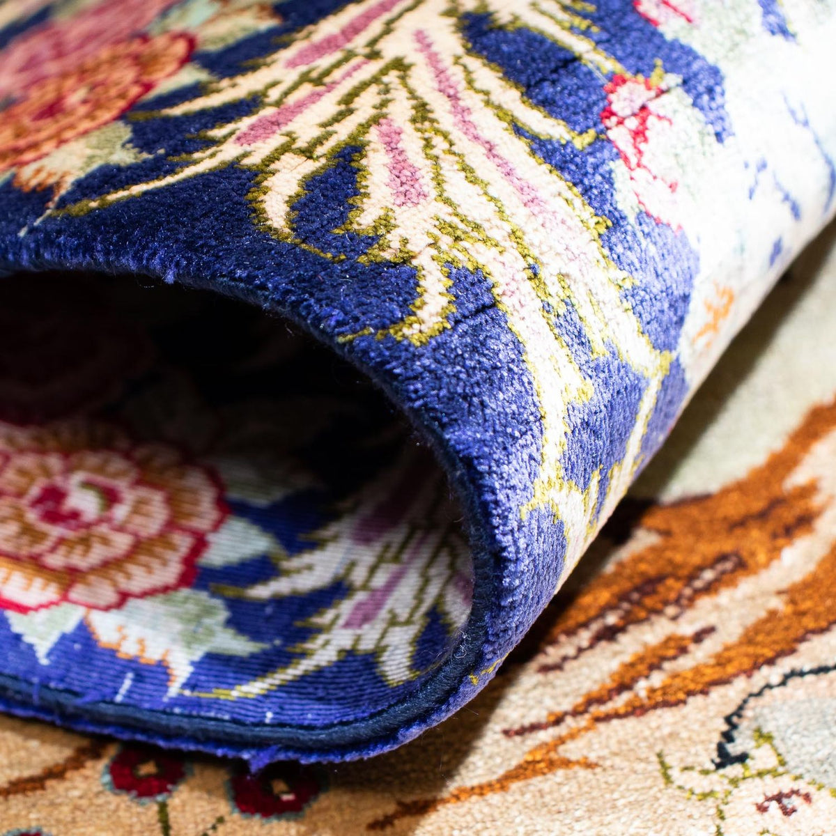 Persisk matta - Ghom - 147 x 100 cm - mörkblå