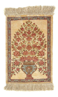 Silk Carpet - Ghom Silk - Premium - 42 x 31 cm - beige