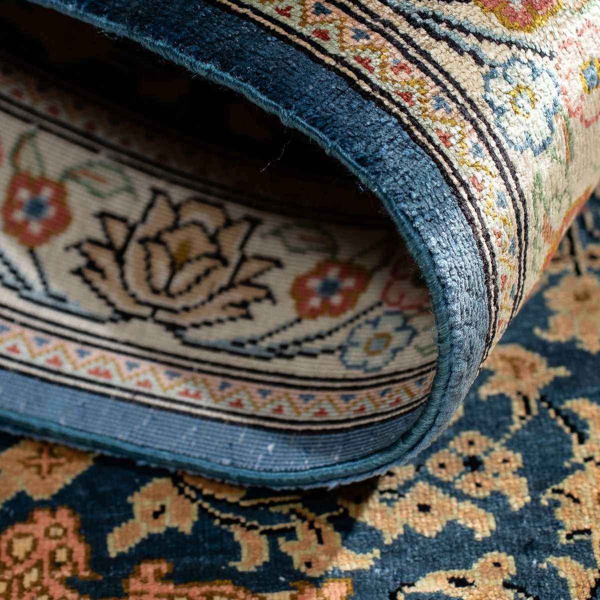 Persisk matta - Ghom - 83 x 58 cm - mörkblå