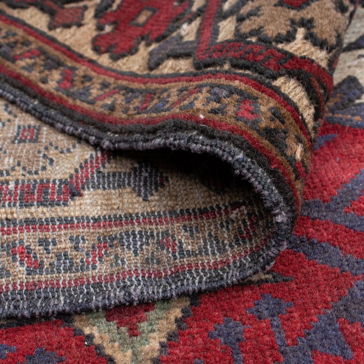 Baluch-matta kvadrat  - 137 x 130 cm - ljusbrun