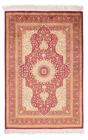 Persisk matta - Ghom - 143 x 95 cm - mörkröd