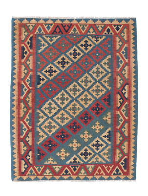 Kelim Carpet - orientalisk matta - 166 x 127 cm - blå