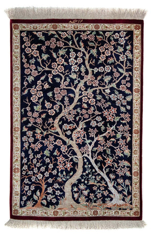 Persisk matta - Ghom - 87 x 59 cm - mörkblå