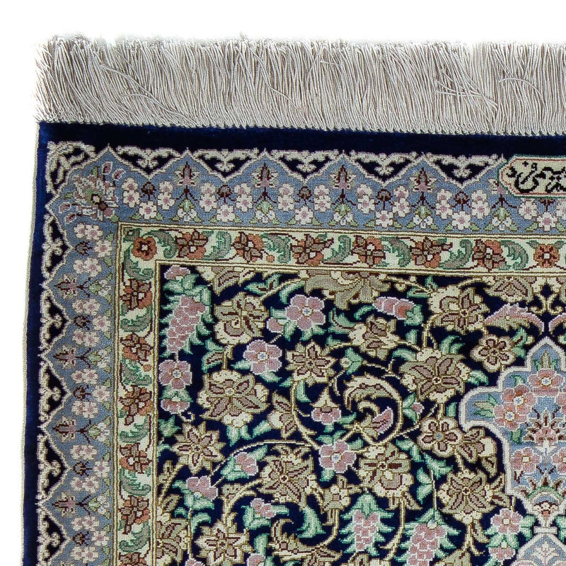 Persisk matta - Ghom - 88 x 63 cm - mörkblå