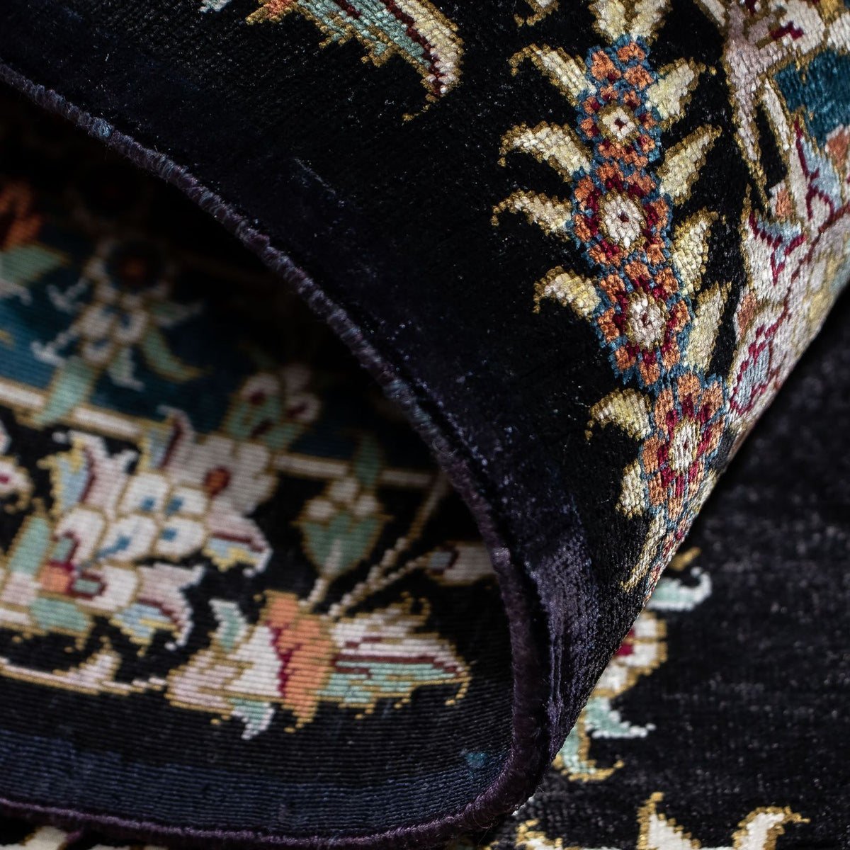 Persisk matta - Ghom - 89 x 59 cm - mörkblå